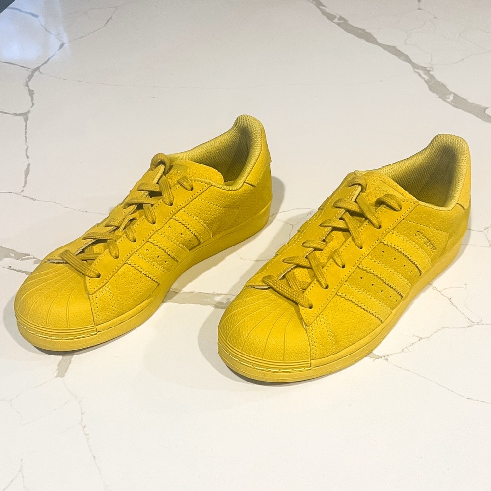 Adidas Superstar Shell Toe Yellow Sneaker Mens Sz 5.5 - Picture 3 of 16